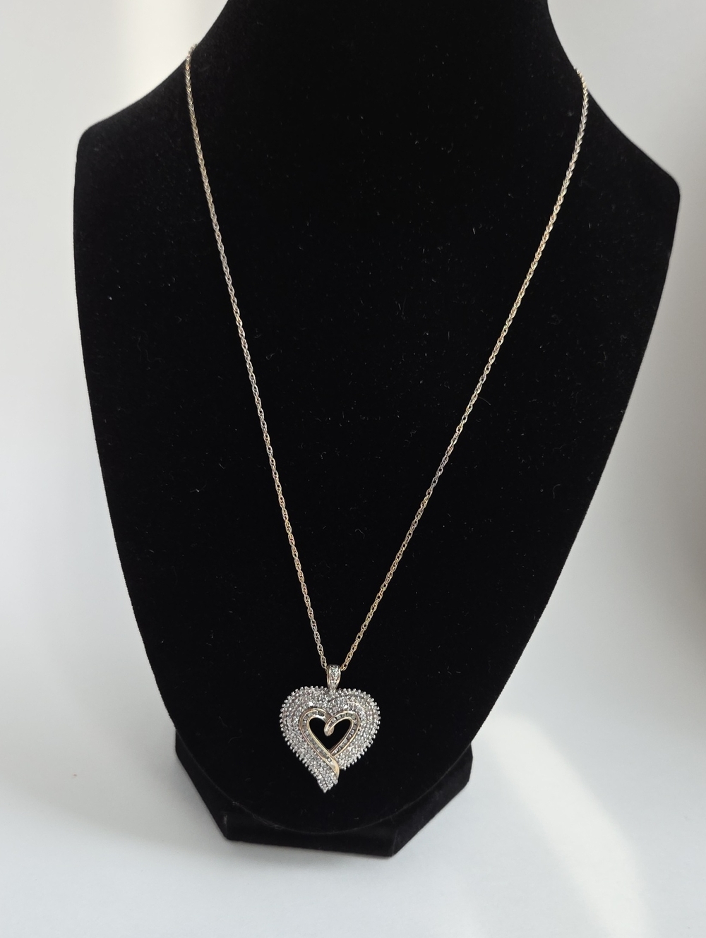 Sterling Silver Heart Pendant Necklace With Lab Created Diamonds